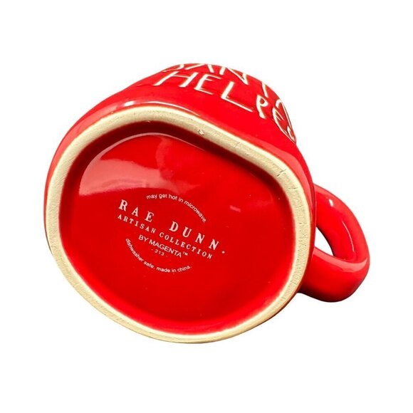 Rae Dunn SANTAS HELPER Mug Large Coffee Cup Ceramic Magenta LL Christmas Gift - Picture 2 of 7